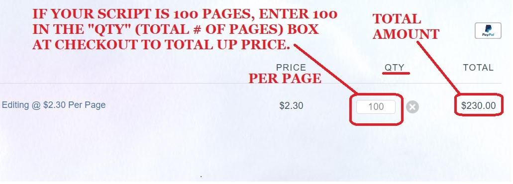 How to Enter Total Page Count at Checkout for Editing Service